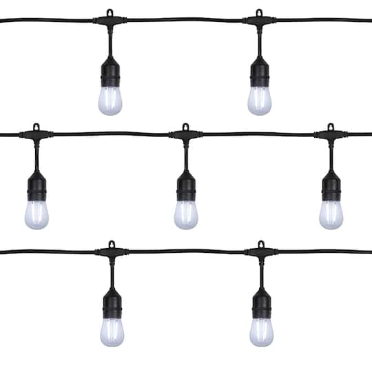 35755123 19.25 ft. LED S14 Patio String Lights, Clear & Black Wire - 20 Count